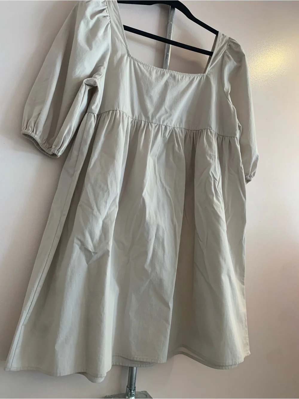 Abercrombie & Fitch Cream Square-Neck Puff Sleeve Mini Dress